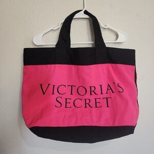Victoria's Secret Pink and Black Canvas Tote Bag